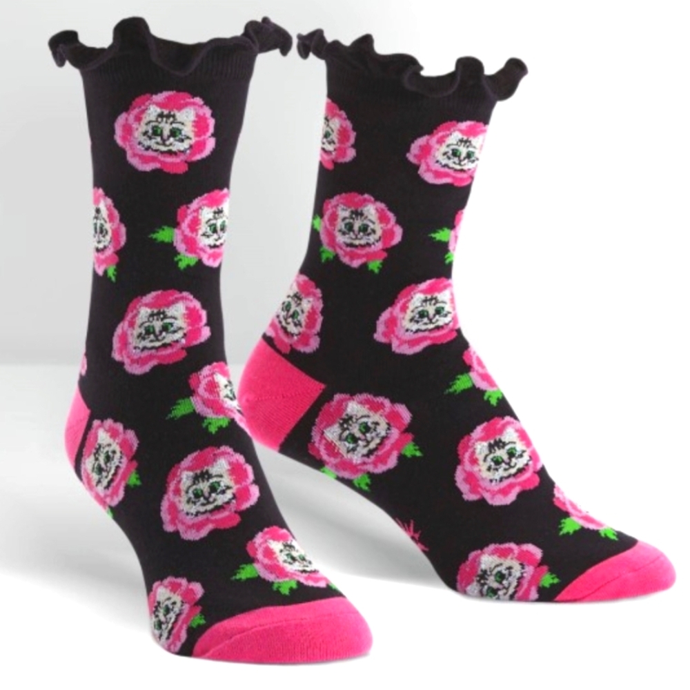 Sock It To Me Cat Buds Socks Womens Roses